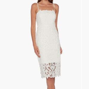 White Bardot Lina Lace Sheath dress